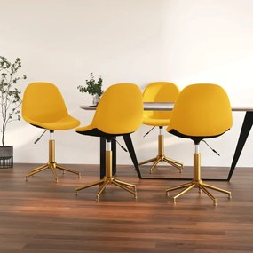 vidaXL Cadeiras de jantar giratórias 4 pcs veludo amarelo mostarda