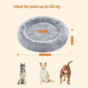 Cama de cão macia e fofa 100 x 20 cm (Ø x H) Cinzento claro