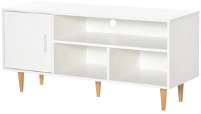 HOMCOM Móvel de TV para Televisores de até 60” Móvel de Sala de Estar Moderno com Armário 3 Compartimentos 120x40x55cm Branco