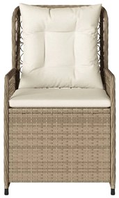 Cadeiras jardim reclináveis 2 pcs vime PE bege