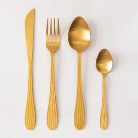 Conjunto De Talheres De 16 Peças Em Aço Inoxidável Aina Ouro Fosco - Sklum