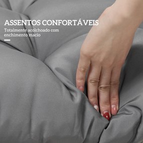 Almofada para Banco de 2 Lugares para Interior e Exterior com 8 Botões para Cadeiras Sofás 110x48x8 cm Cinzento