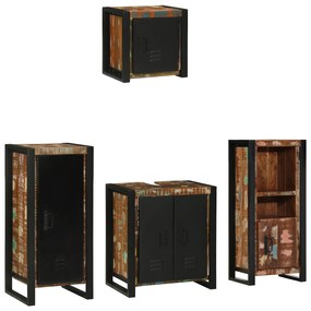 vidaXL Conjunto de Móveis para Banheiro com prateleira com armazenamento com porta 4 pcs