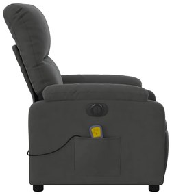 Poltrona massagens reclinável elétrica microfibra cinza-escuro