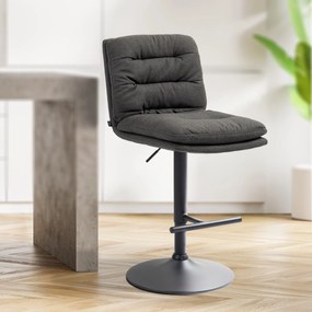 Banco de bar Damar em tecido com estrutura preta 94-116 x 42 x 56 cm Cinzento escuro