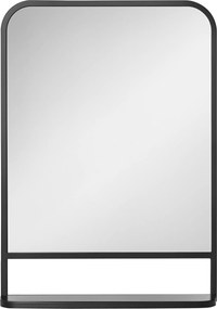 HOMCOM Espelho Decorativo Parede Retangular 70x50cm Metal Prateleira Armazenamento Estilo Moderno Elegante Preto | Aosom Portugal