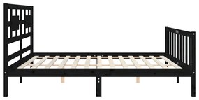 Estrutura de cama com cabeceira 200x200 cm madeira maciça preto