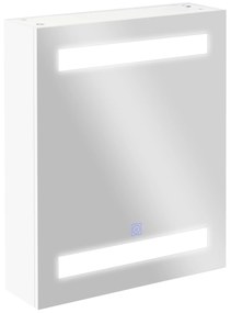 Armário Casa de Banho com Espelho e Luz LED Armário com Espelho com 2 Prateleiras de Armazenamento e Interruptor Tátil 550x15x60 cm Branco