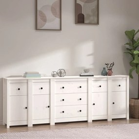 vidaXL Aparador 230x35x80 cm madeira de pinho maciça branco