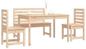 4 pcs conjunto de jantar p/ jardim madeira de pinho maciça