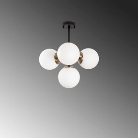 Candeeiro de Teto Akkas – Preto/Antique/Creme – 43 x 43 x 47 cm