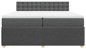 Cama com molas/colchão 200x200 cm tecido cinzento-escuro