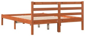 Cama sem colchão 120x190 cm madeira pinho maciça castanho-mel