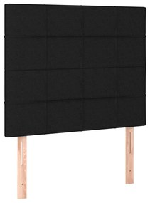 Cama box spring c/ colchão e LED 120x200 cm tecido preto