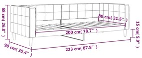 Sofá-cama 80x200 cm veludo cinzento-claro