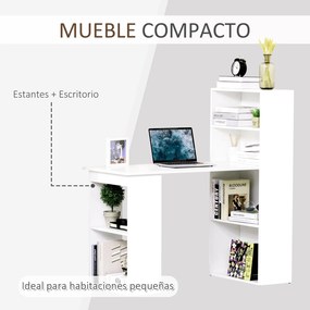 Secretária para Computador com Estante de Prateleiras para Casa Escrit