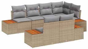 Conjunto de Sofá para Jardim com 7 Peças e Almofadas em Rattan Sintéti