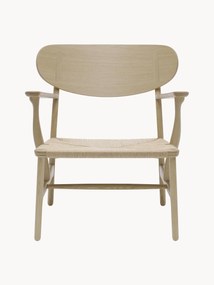 Wooden Armchair CH22 with Woven Seat