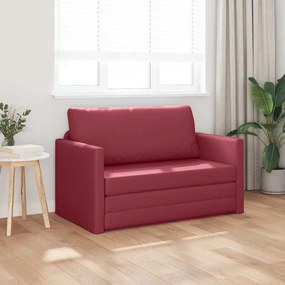 Sofá Chão Cama 2 em 1 Vinho Vermelho 124x71x78 cm Couro Sintético