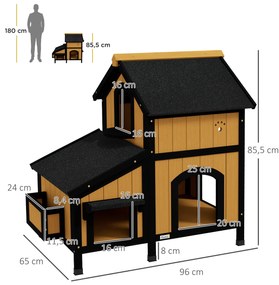 PawHut Casa para Gatos de Madeira com Suporte para Flores 96x65x85,5 c