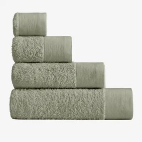 Toalha Em Algodão E Linho Markel Verde Laurel & Toalha De Duche (70 X 140 Cm) - Sklum