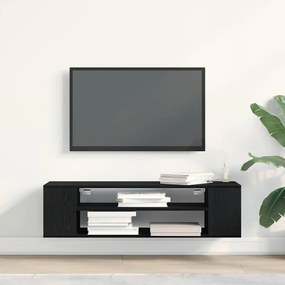 Gabinete de TV Montado na Parede vidaXL Preto Carvalho 100x30x26,5 cm