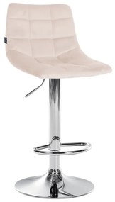 Banco de bar Jerry em veludo com estrutura cromada 87-108,5 x 43 x 46,5 cm Bege