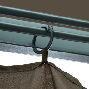 Gazebo c/ cortinas e cordões luzes LED 3x3 m alumínio cinza-ac.