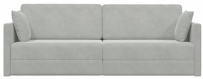 Sofá Cama de Chão 2-em-1 Cinza Claro 213x144x60 cm Veludo