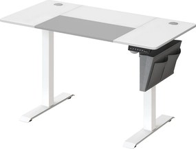 Secretária regulável em altura eléctrica 60 x 120 x (72-120) cm Branco + Cinzento