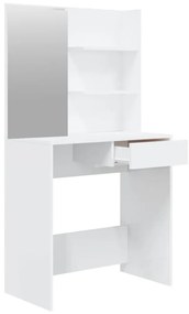 Toucador com espelho 74,5x40x141 cm branco brilhante