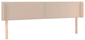 Cabeceira cama LED couro artificial 183x16x78/88 cm cappuccino
