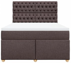 Cama com molas/colchão 160x200 cm tecido castanho-escuro