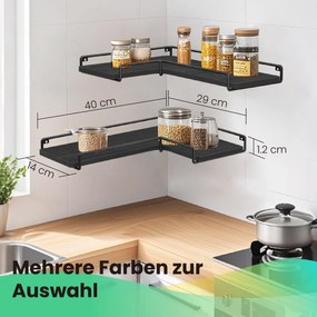 Prateleiras de canto em forma de L, conjunto de 2 preto