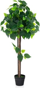 Árvore artificial de 114 cm com tronco de madeira Folhas de hortênsia realistas Vides para escritório verde