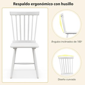 Conjunto de 2 cadeiras de jantar estilo Windsor com encosto alto ergonômico 47 x 52,5 x 96,5 cm Branco