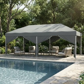 Tenda dobrável de 6 x 3 m, com paredes laterais, resistente, pavilhão para jardim, eventos, feiras cinzenta