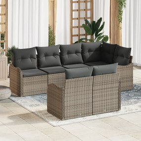 Conjunto de Sofá de Jardim vidaXL de 7 Peças com Almofadas Cinza Ratta
