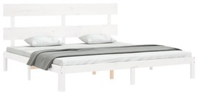 Estrutura cama Super King Size c/ cabeceira madeira branco