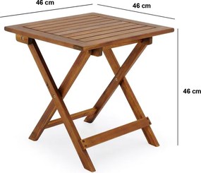 Mesa de jardim em madeira de acácia oleada 46x46 cm dobrável
