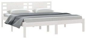 Cama sem colchão 200x200 cm madeira de pinho maciça branco