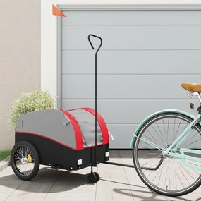 vidaXL Reboque para bicicleta 45 kg ferro preto e vermelho