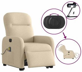 Poltrona elétrica elevatória massagens tecido creme