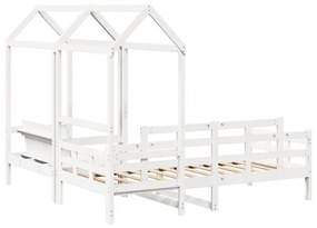 Conj. sofá-cama e banco c/ telhado 90x190cm pinho maciço branco