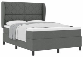 Cama com Estrado e Colchão Cinza Escuro 160x200 cm em Tecido