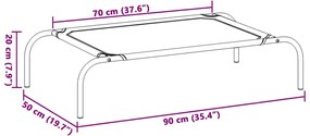 Cama para cães elevada 90x50x20 cm Textilene e aço cinzento