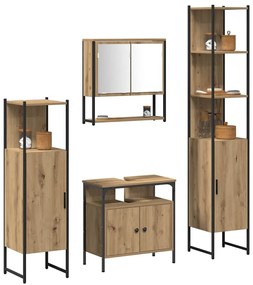Conjunto de Móveis para Banheiro com 4 Peças em Carvalho Artesanal.