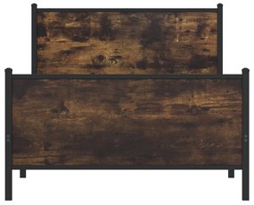 Estrutura de cama sem colchão 100x190 cm metal carvalho fumado