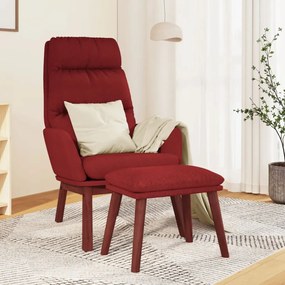 vidaXL Cadeira de descanso com banco tecido vermelho tinto