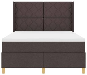 Cama Box com Colchão e LED Castanho Escuro 140x190 cm em Tecido